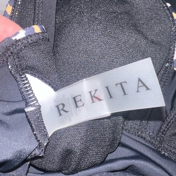 Rekita Black & Cheetah Print Tankini Swim Top Size Medium EUC - Picture 6 of 7